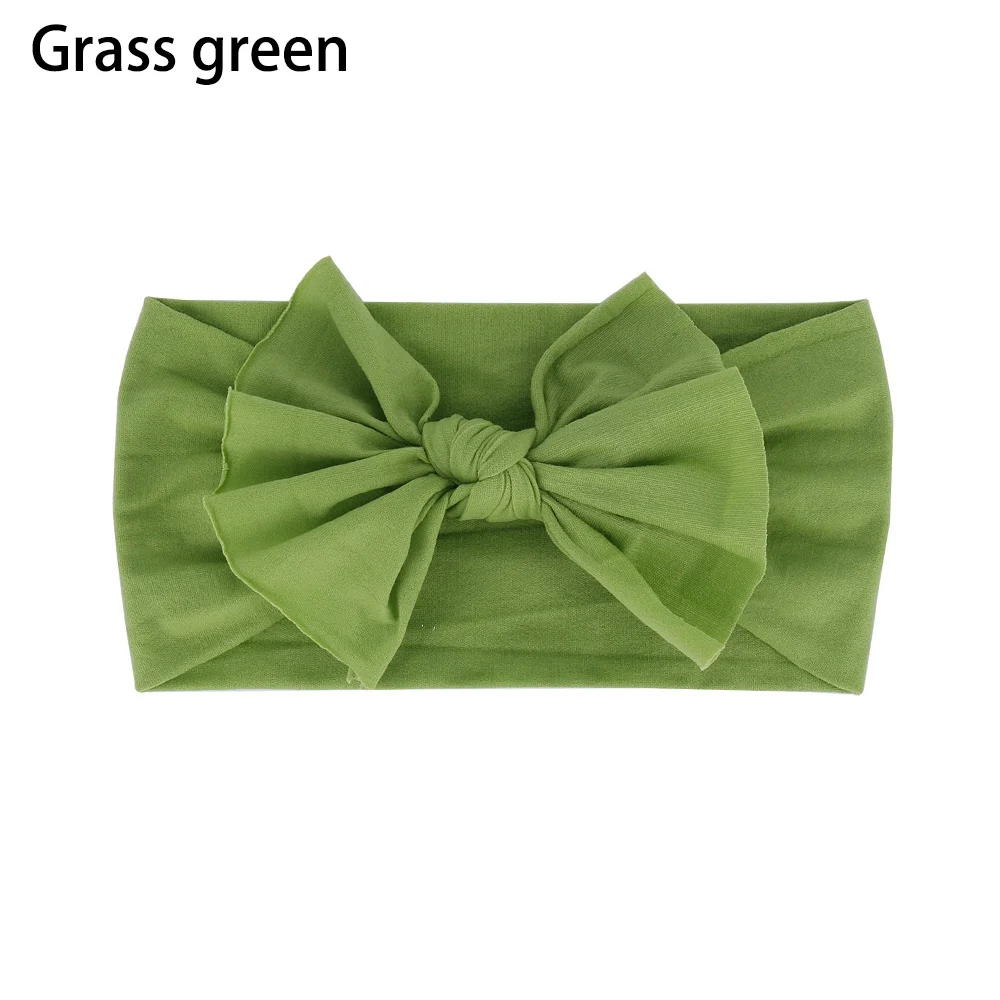 Grass green Милая нейлоновая повязка на голову с бантом для малышей Эластичный Тюрбан повязка для волос бант для девочек волосы группы детей осенние аксессуары для волос - Цвет: Grass green
