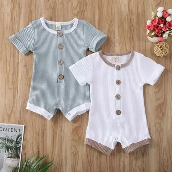 Pudcoco US Stock 0-18M Newborn Baby Boys Girls Clothes Short Sleeve Cotton Jumpsuit Bodysuit Cotton Outfit Summer 2