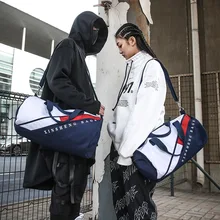 Модная дорожная сумка для мужчин и женщин, универсальная простая комбинированная спортивная сумка, Большая вместительная тренировочная сумка на одно плечо