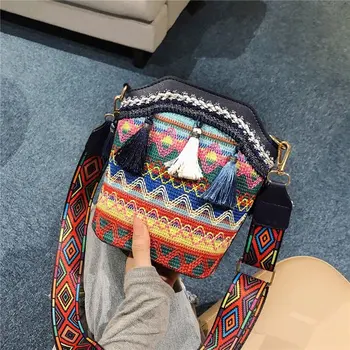 

Fire Small Bag Women 2020 New Fashion EthBnic Style Portable roadband Bucket Bag Tassel Messenger Bag Handbags and Purses