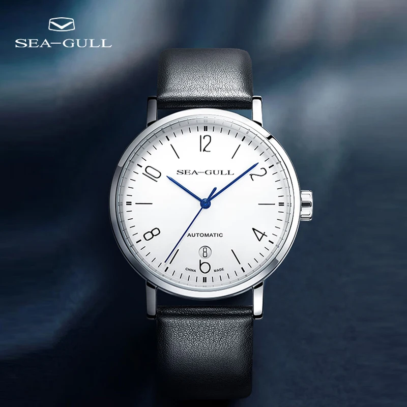 Seagull watch men's business simple and light Bauhaus automatic mechanical watch belt calendar watch 50 meters waterproof 6091 seagull watch men s belt hollow flywheel 50 meters waterproof watch multifunctional automatic mechanical watch 219 328