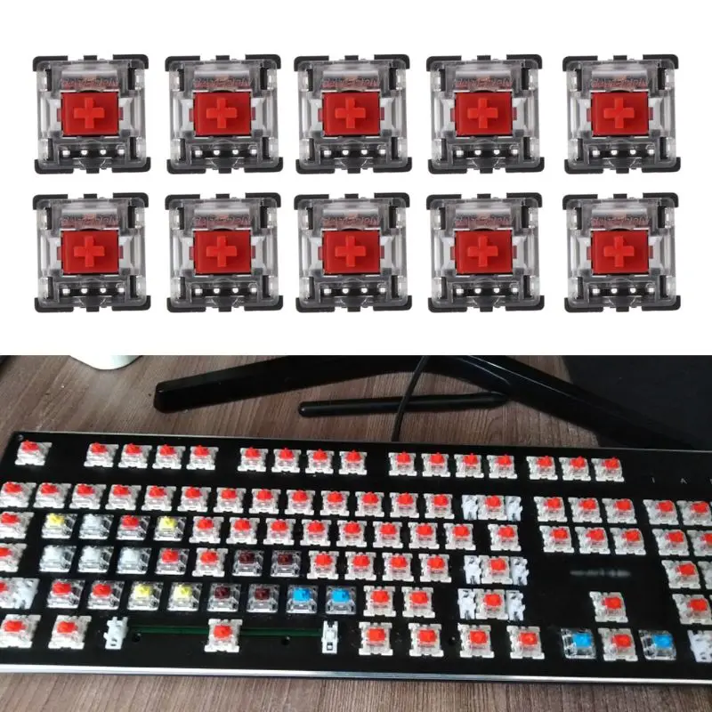 Прозрачный чехол для механической клавиатуры Gateron MX 3 Pin Red Switch 10 шт.|Аксессуары