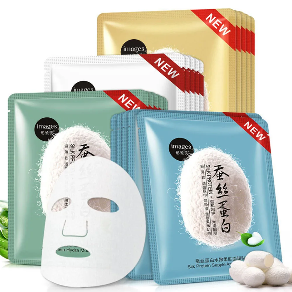 

Silk Protein Essence Facial Masks 1Pc Nourish Moisturizing Anti Acne Aging Face Mask Whitening Oil-control Skin Care Tool