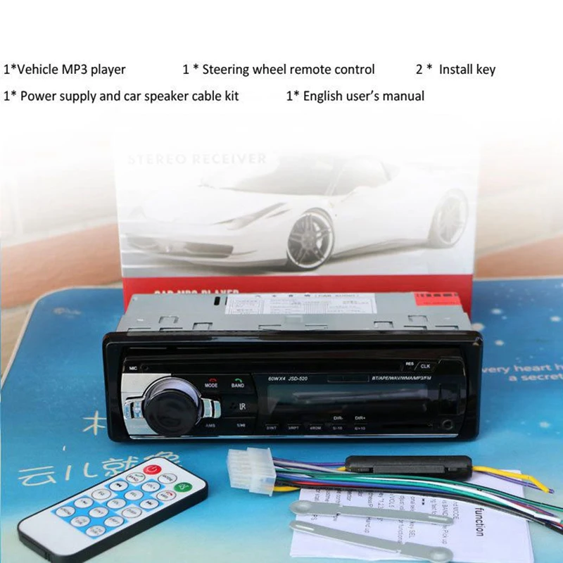 12 В автомобильный стерео fm-радио mp3-плеер аудио Поддержка Bluetooth телефон с Usb/Sd Mmc портом Автомобильная электроника Встроенный 1 Din