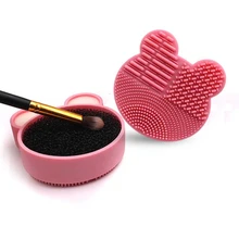 Urso maquiagem escova de limpeza escova de lavagem almofada de limpeza esteira de cosméticos escova de limpeza universal compõem a ferramenta purificador caixa