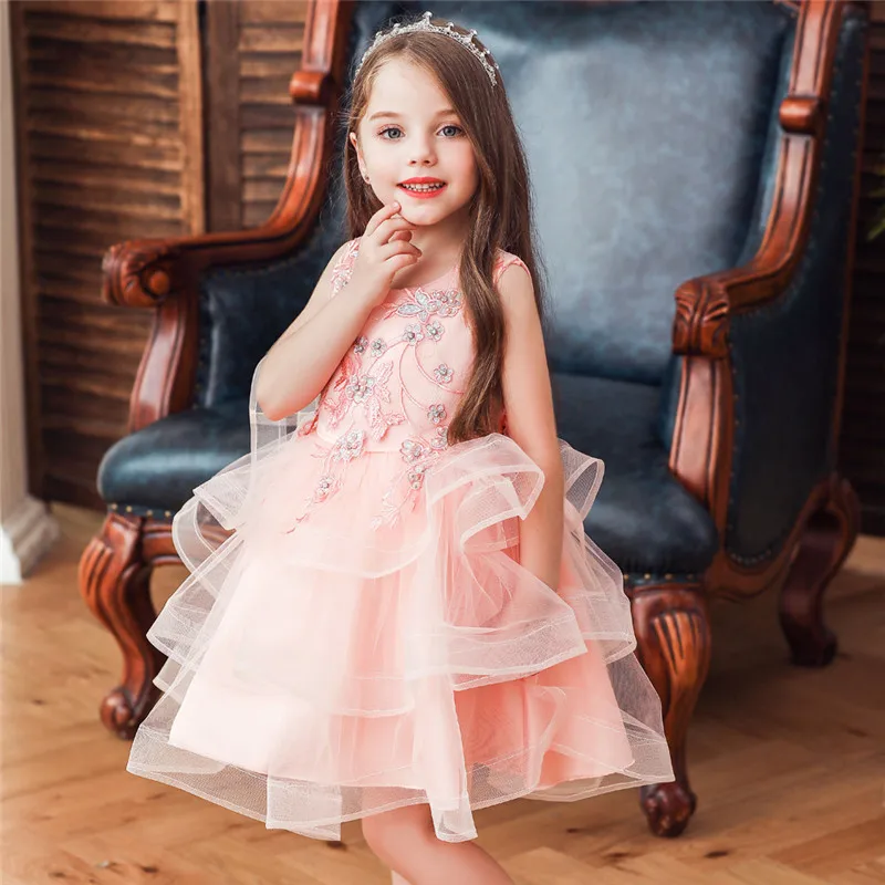 

Baby Girl Embroidery Flower Princess Dress for Wedding Party Lace Tutu Kids Dresses for Toddler Girl Children Clothing