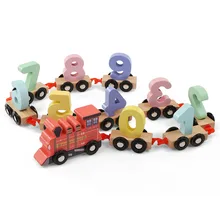 Раннее Образование головоломки деревянные сборки перевозки строительство поезд маленьких детей деревянный Цифровой игрушечный автомобиль