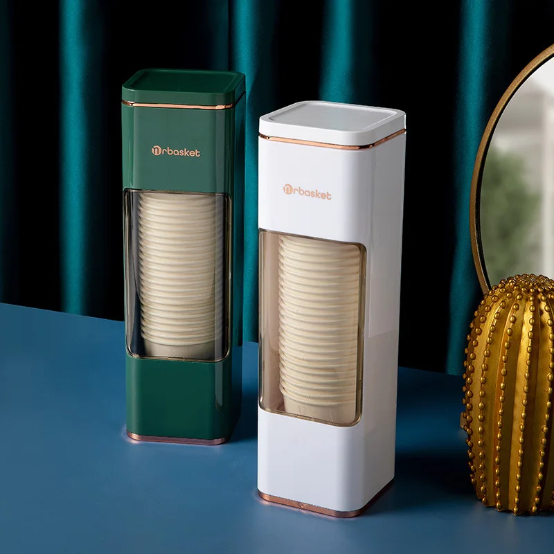 Gold plated disposable cup picker paper cup holder mug automatic picker no hole punch wall mounted water dispenser shelf