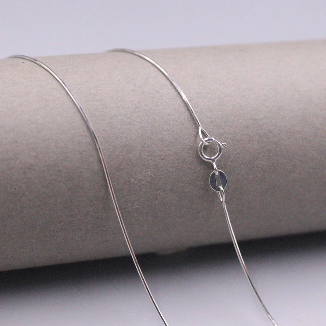 

Au750 Real 18K White Gold Chain Neckalce For Women Female 0.7mmW Thin Snake Chain Choker Gold Necklace 18''L 18K Gold Jewelry