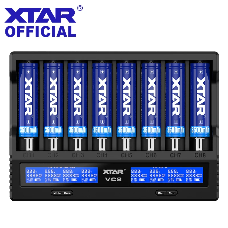 XTAR 18650 Battery Charger VC8=VC4+VC4SL QC3.0 Type C Fast Charger Charging LCD Display Carregador For 21700 20700 18650 Battery