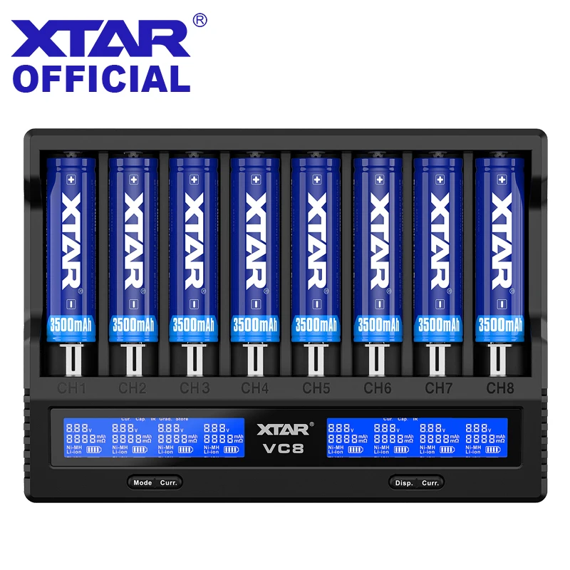 Xtar-carregador de Bateria com Visor Lcd tipo c Carregamento Rápido 18650 Vc8 = Vc4 Vc4sl Qc3.0 21700 20700 18650