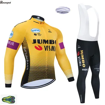

2020 Winter TEAM JUMBO VISMA Cycling JERSEY Bike Bicycling Pants Set Mens 12D Pads Ropa Ciclismo Cycling Wear Maillot Culotte