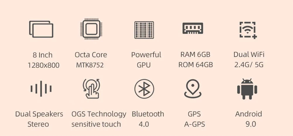 8-дюймовый планшетный ПК мобильный телефон 4G Телефонный звонок 6G+ 64G Android 9,0 Octa Core 3g 4G LTE мобильный телефон, планшет двойной sim-беспроводной доступ в Интернет 2,4G/5G