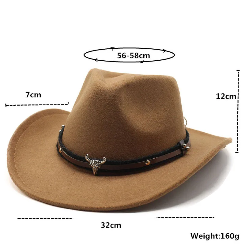 Cow head western cowboy hat woolen jazz 