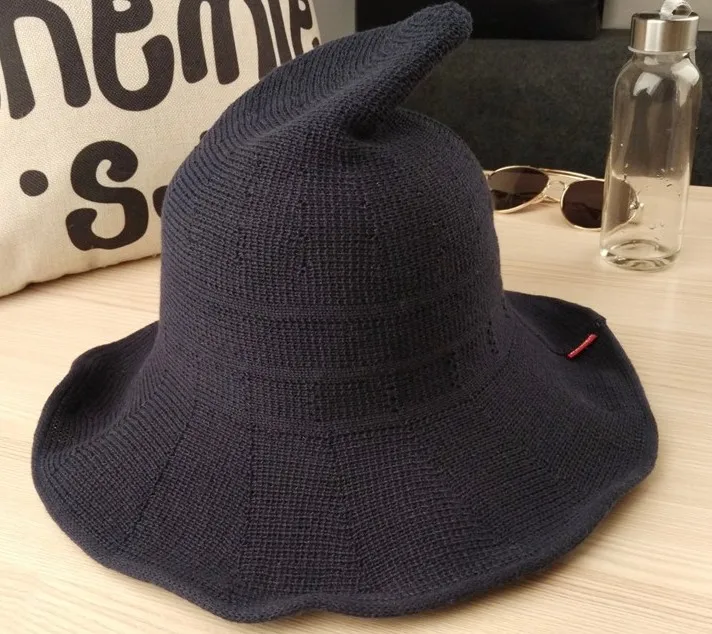 navy blue Современная шляпа ведьмы на Хэллоуин женская Соломенная соломенная Летняя Пляжная Женская кепка Декорации для хелоуин вечеринки шляпы женские - Цвет: navy blue