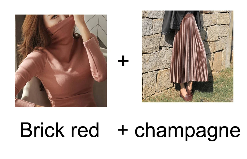 Brick red-champagne Черная бархатная длинная Плиссированная Женская юбка размера плюс Осенняя зимняя сексуальная юбка с высокой талией Женская винтажная Корейская зеленая юбка - Цвет: Brick red-champagne