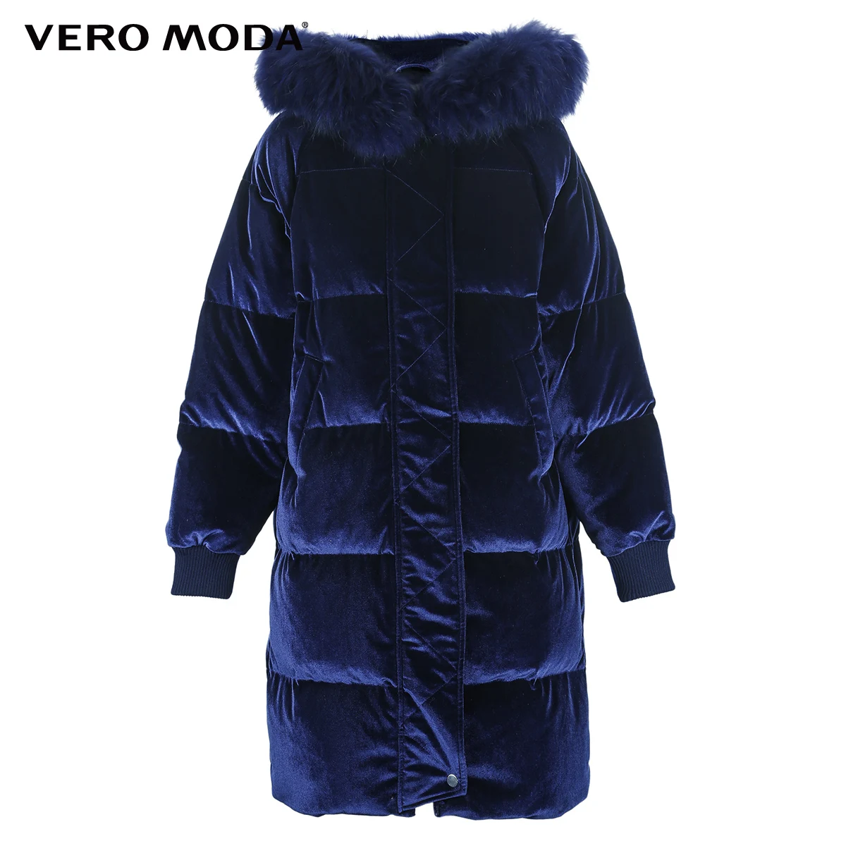 Vero Moda женский 80% белый утиный пух енота меховой воротник съемный пуховик парка пальто | 318412502