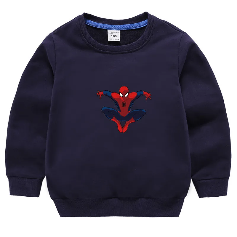 dark blue Толстовка для малышей Одежда для мальчиков и девочек, пуловер с изображением Человека-паука, топы для детей, Модная хлопковая одежда Детский свитер футболка - Цвет: dark blue