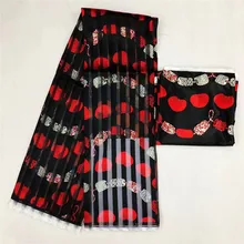 Модная красная и Черная мягкая африканская органза шелк Анкара ткань Атлас воск шелк африканская ткань имитированный шелк материал для платья