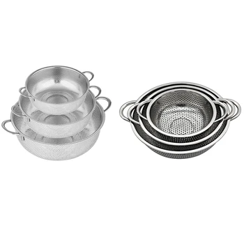 

AU -2 Set Stainless Steel Colander Kitchen Strainer with Handles - 13.5Cm / 16.5Cm / 19.5Cm & 16.5 Cm / 22.5 Cm / 28.5Cm