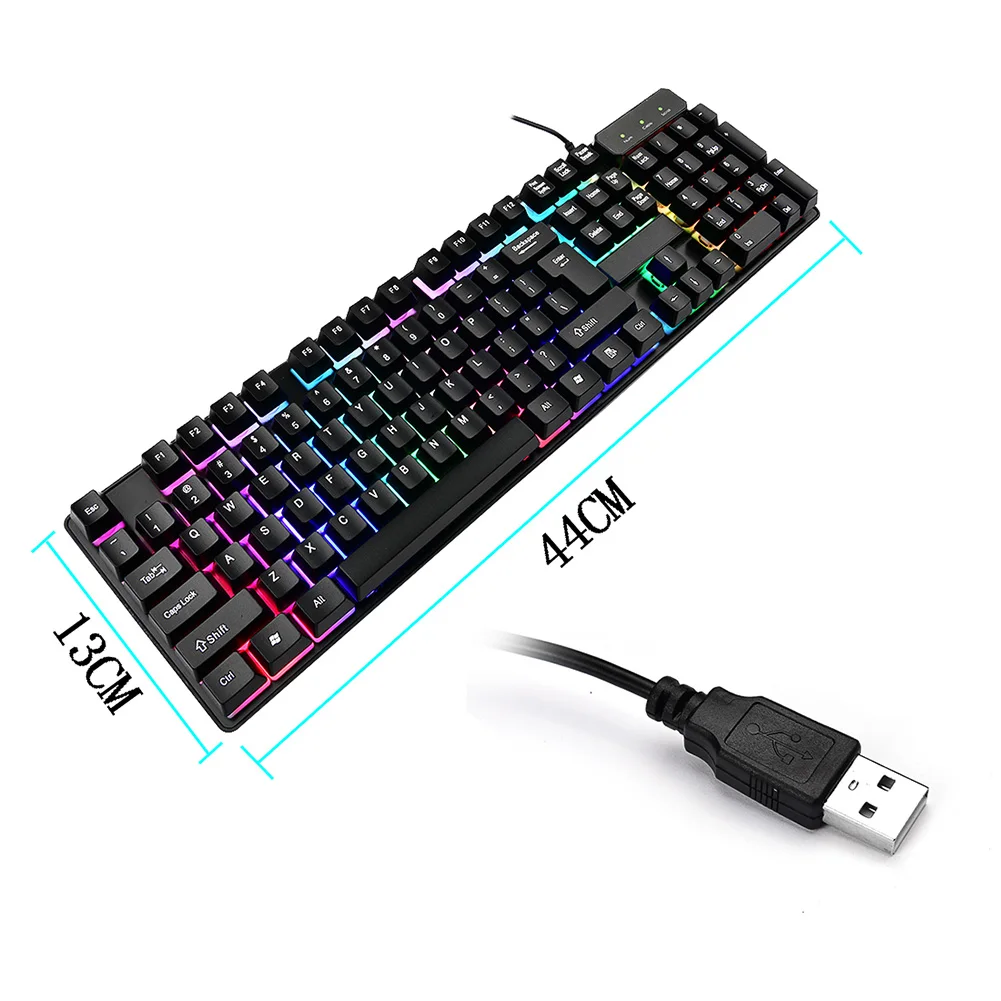 Универсальная Проводная клавиатура USB для планшета, цветная клавиатура, водонепроницаемая игровая подсветка