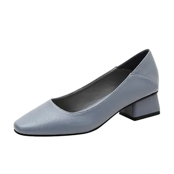 

2020 spring new women shoes black, brown high heels Square head high heel shoes ladies shoes heeled shoes woman pumps obuv