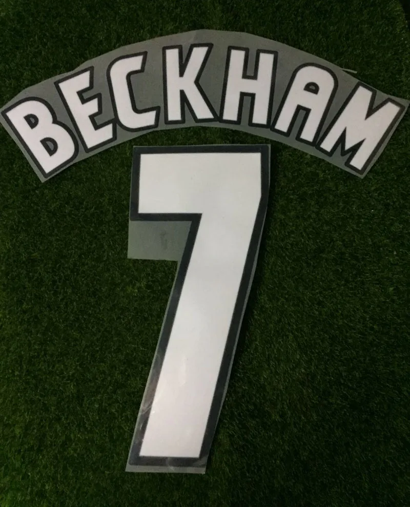 Ретро Nameset Beckham Nameset Schloes Giggs шерингем печать Lextral Железный футбольная нашивка значок - Цвет: 7 BECKHAM