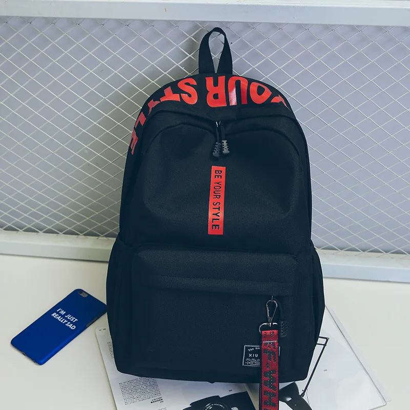 

New Style WOMEN'S Bag Fashion Canvas Backpack Simple Printed Schoolbag Large Capacity Bag