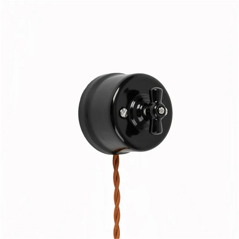 Pces um Gang Double Way Interruptor de Luz Rotativo Cerâmica do Vintage Alta Qualidade Melhoria da Casa pces um gang double way interruptor de luz rotativo ceramica vintage alta qualidade melhoria casa 04