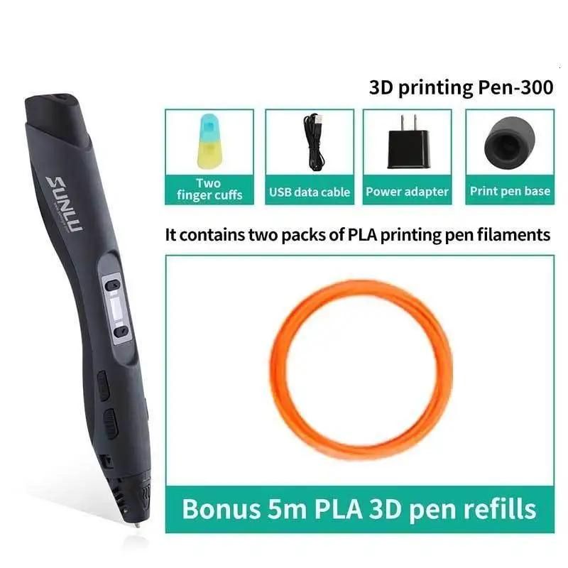 Sunlu 3d принтер ручка черного цвета как лучший подарок для детей и взрослых 3D печать Ручка Поддержка ABS/PLA нити заправки 1,75 мм