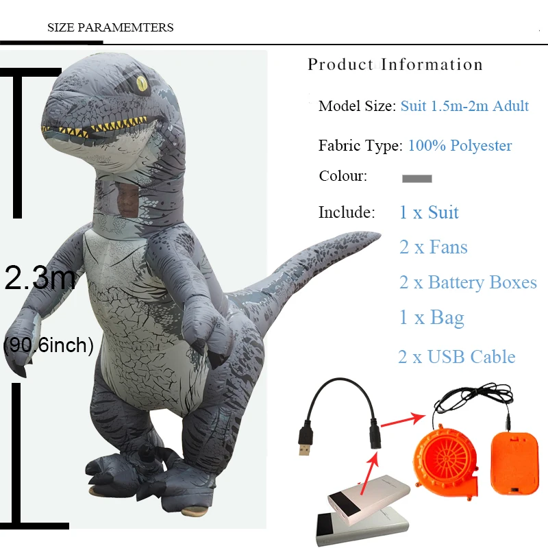 Мир Юрского периода 2 Велоцираптор Костюм надувной T REX динозавр костюм Хэллоуин Косплей Взрослый фантазия Раптор талисман костюм