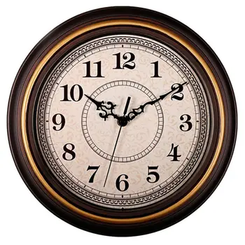 

12-Inch Silent Non-Ticking Round Wall Clocks, Wall Clocks Decorative Vintage Style,Home Kitchen/Living Room/Bedroom(Golden Circl