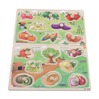 

Wooden Jigsaw Clutch Plate With Numbers Lettered Fruit Animal & Vegetable Puzzle Puzzle Children's Intelligence Toy