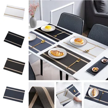 

New Light Luxury Nordic Style Striped Solid Color Placemat Desktop Decoration Heat Insulation Non-Slip Plate Mat for Dining