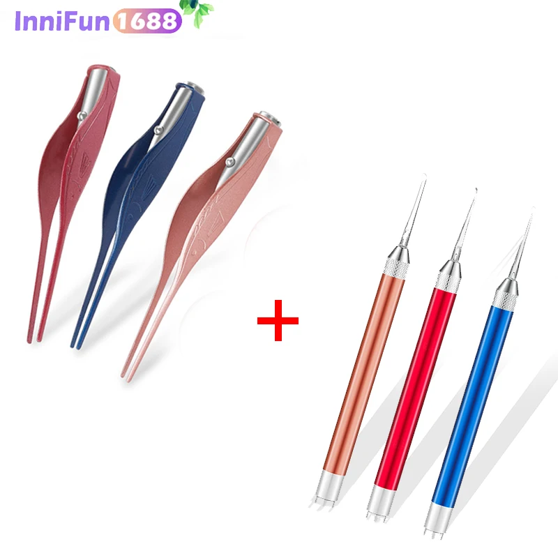 

1pcs(No Box) Luminescent Ear Digging Forceps + Luminescent Earpick Clean Ears, Electric Torch Ear Digging