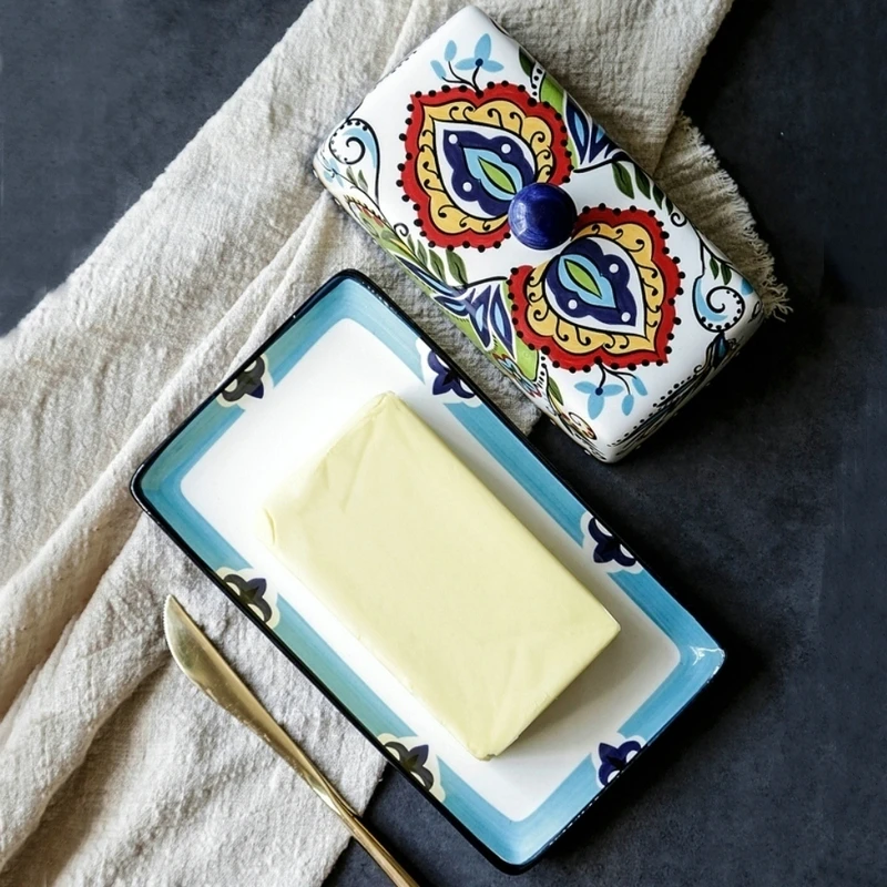 Food Container - 1PCS Household Tableware Storage Boxes, Ceramic Butter Box With Lid, Butter Dish, Cheese Box