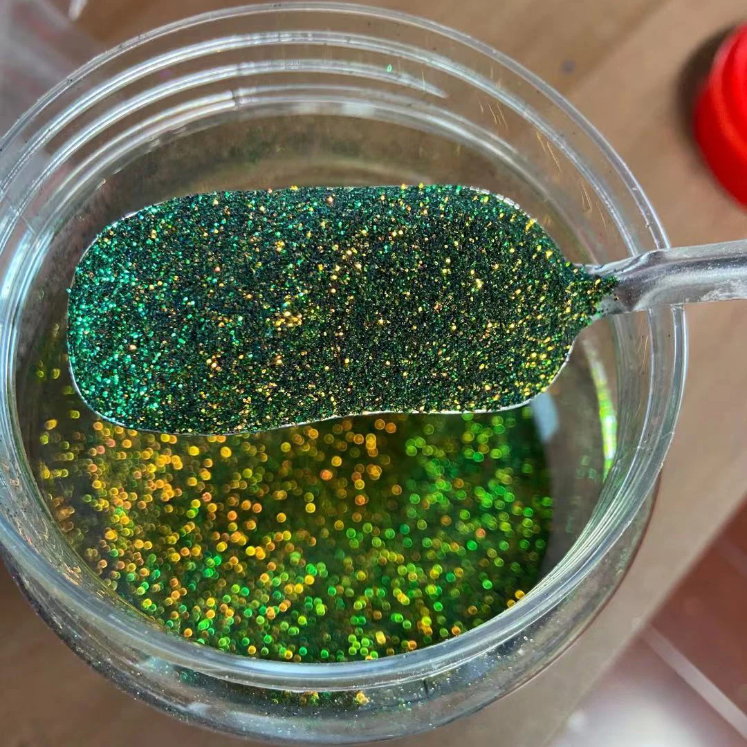 아름다운 0.2mm 육각형 그린 골드 카멜레온 반짝이 금속 광택 먼지 네일 아트 공예 메이크업 페이스 페인팅 DIY 액세서리