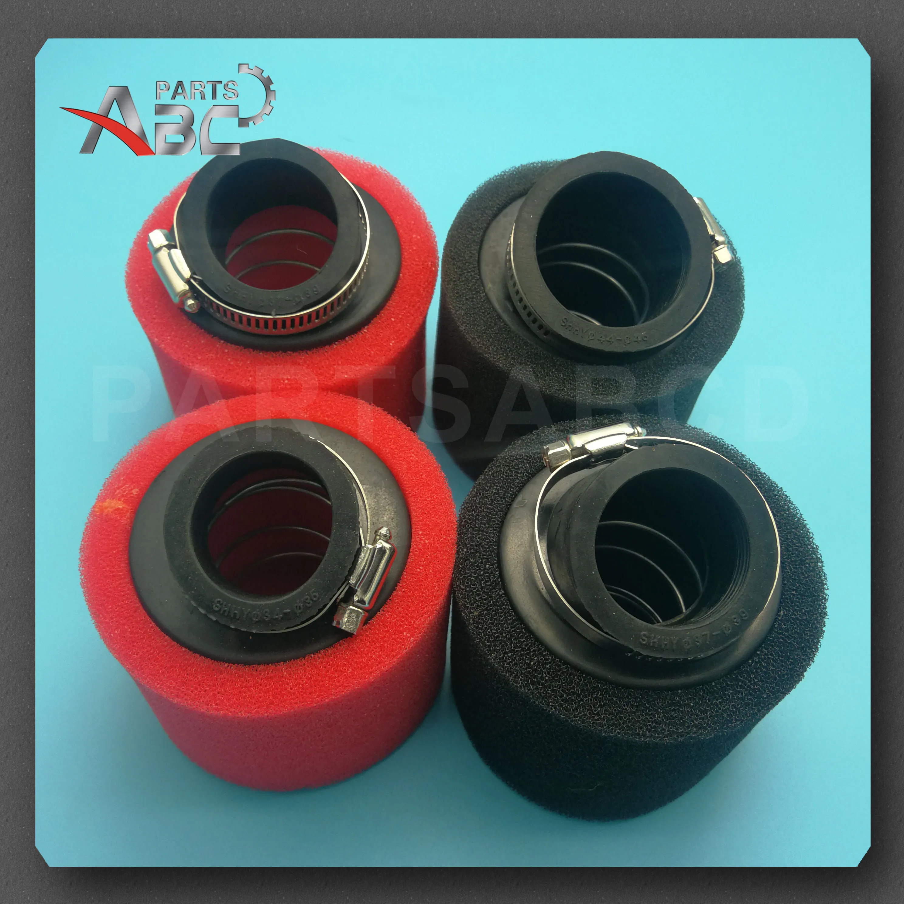 Black and Red Straight Neck And Bend Neck Foam Air Filter 34mm-46mm Sponge Cleaner Moped Scooter Dirt Pit Bike Motorcycle filter mat foam sponges bio sponge filter