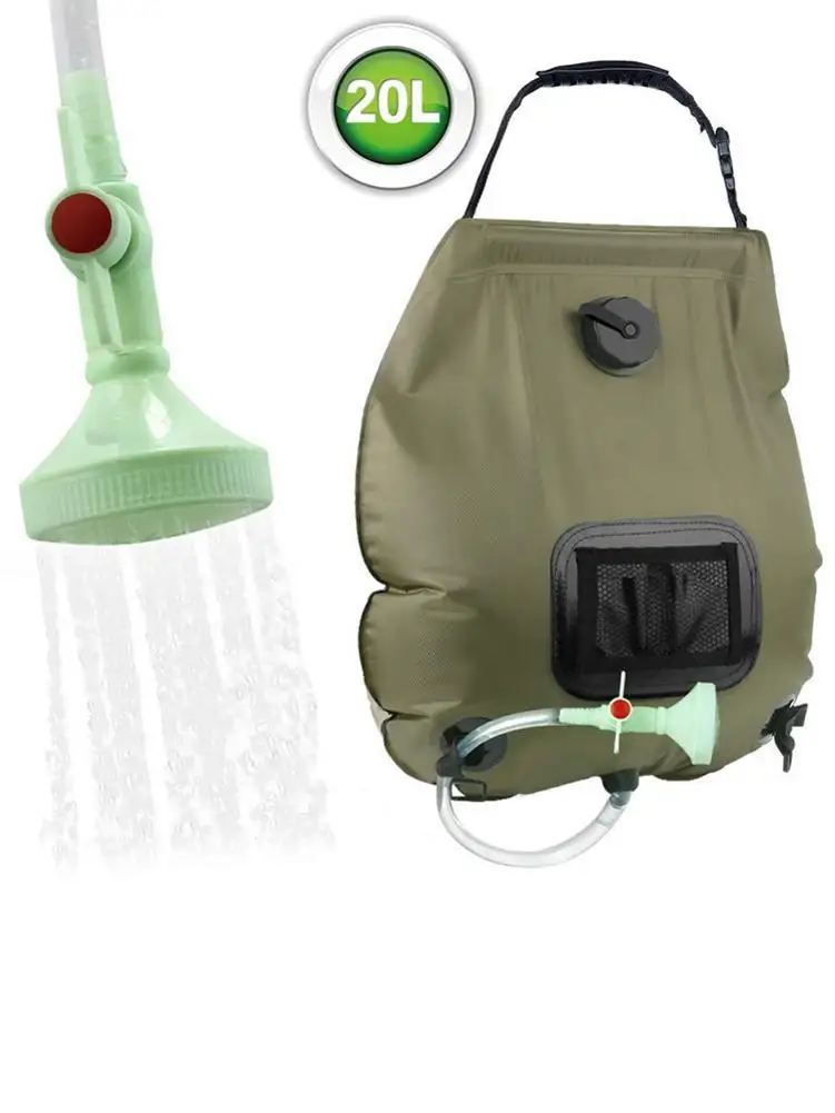 20L Открытый Солнечный горячий душ сумка Переносной походный Душ Ванна водяной мешок Съемный шланг вкл/выкл переключаемый душ