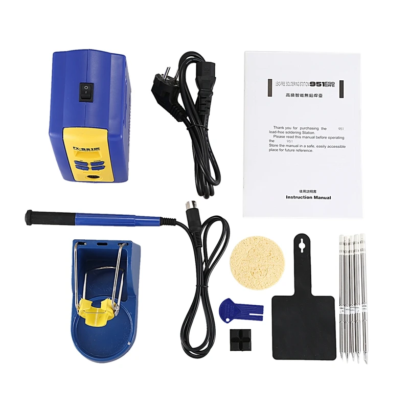 ABSF Бессвинцовая 220V термостатическая пайка Esd Fx-951 паяльная станция паяльная система с 5 шт. наконечником T12(штепсельная вилка европейского стандарта