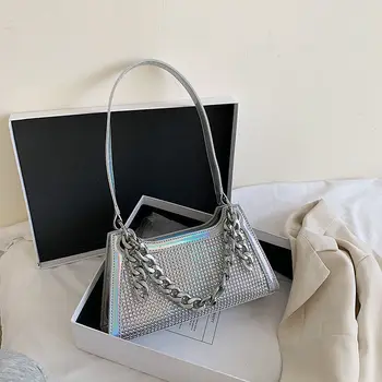 

Women's bag 2020 summer new fashion chain inlaid diamond single Shoulder Messenger Bag casual versatile portable underarm bag