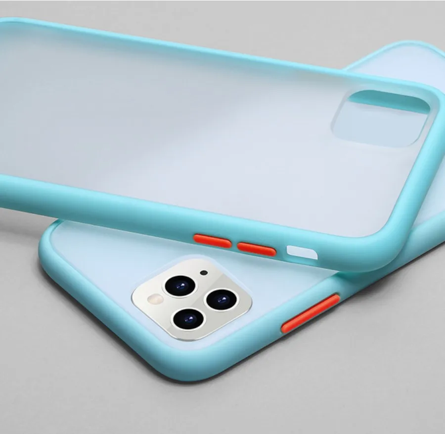 Contrast Color Mobile Phone Case Luxury Matte Hard Frame PC Case For IPhone 11 Pro X XR XS Max 7 8 Plus Fashion Matte Phone Case - Цвет: Light blue