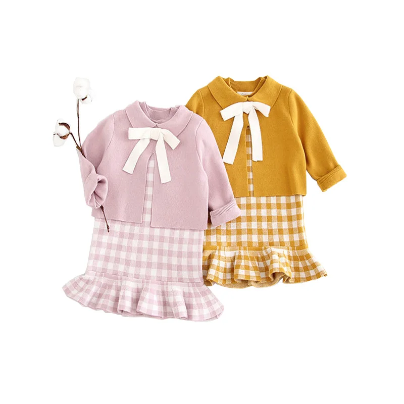 

2~5T 2pcs Spring Fall Baby Girls Cardigan Set Girl Clothes Top Dress Casual Set Vetement Enfant fille Conjunto Infantil Menina