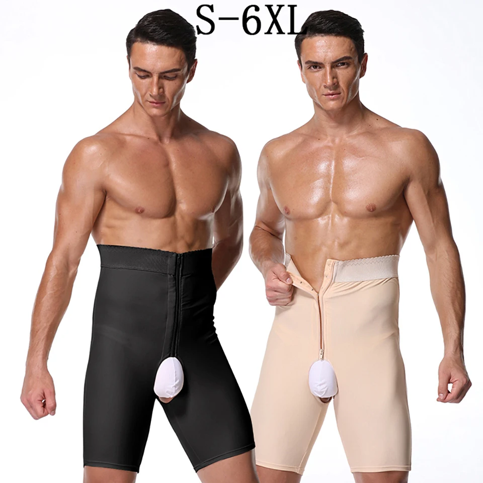 Clomplu Shapewear формирователь живота мужские трусики с высокой талией с контролем открытая молния в промежности нижнее белье для мужской большой размер 5XL