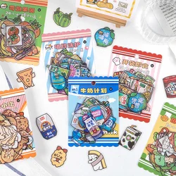 40 Pcs Cute Food Snacks PET Sticker DIY Decoration Diary Bullet Journal Planner Scrapbooking Label Stickers Aesthetic Stationery