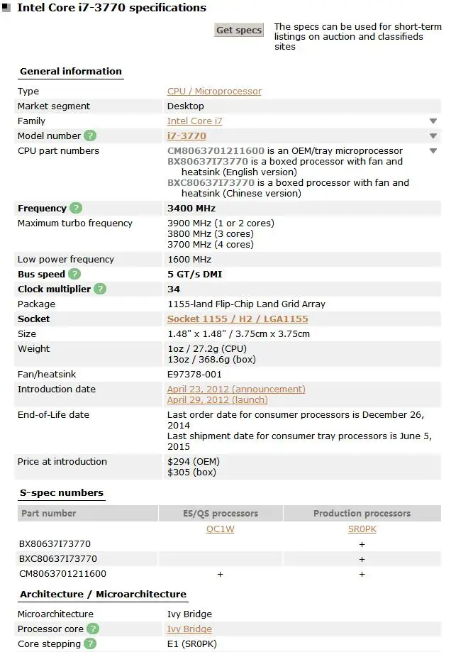 Четырехъядерный процессор Intel Core i7-3770 i7 3770 3,4 ГГц 8M 77W LGA 1155 протестированный рабочий