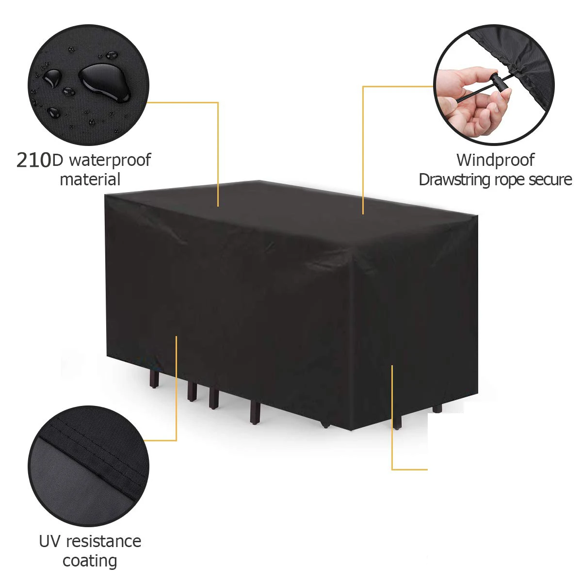 Patio Furniture Covers Windproof Waterproof Rain Snow Dust Wind-Proof Anti-UV Oxford Fabric Garden Lawn Outdoor Furniture Covers