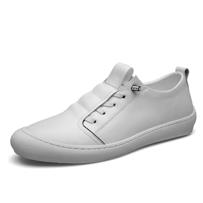 

Men's shoes new autumn European station low - top small white shoes leather breathable leisure one foot pedal board shoes man