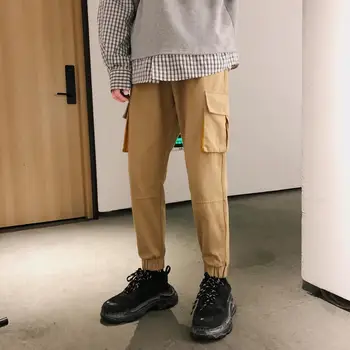 

2020 Men's Cotton More Pocket Trousers Bound Feet Sports Casual Pants Leisure Fashion Trend Male Pants Joggers Sweatpants M-5XL