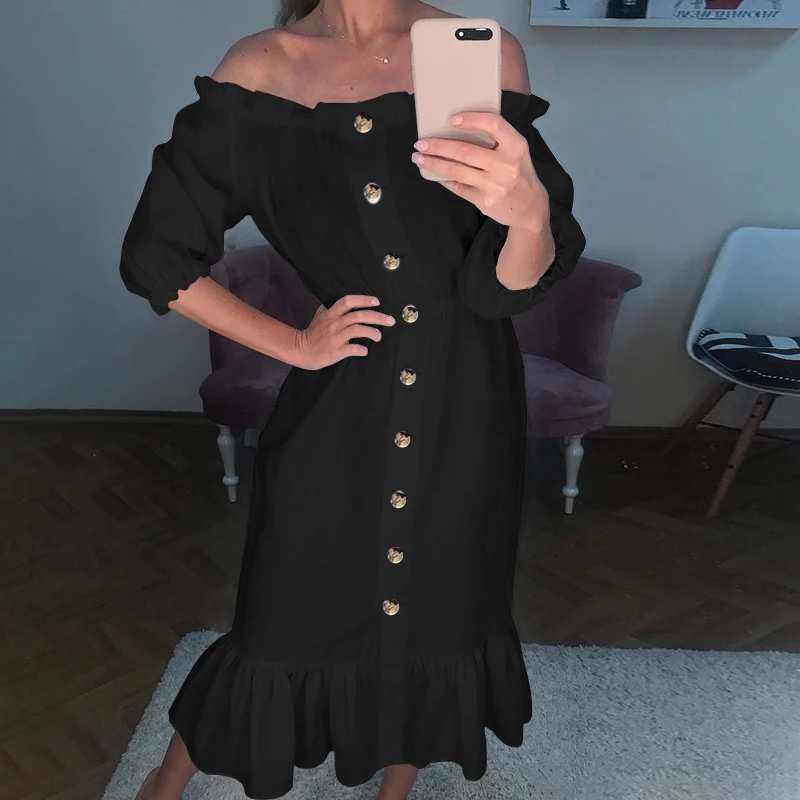 VONDA вечерние платья для женщин, летний сарафан с открытыми плечами, Vestidos, женское богемное длинное платье с рукавом-бабочкой размера плюс
